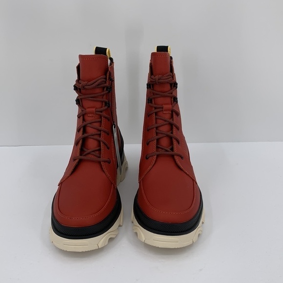 Sorel Brex lace-up boots warp red leather waterproof chunky platform shoe new 9 - Picture 4 of 6